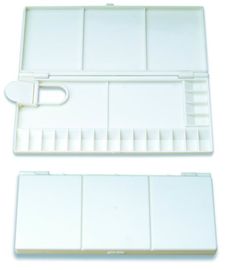 Forma diferente do tamanho diferente plástico branco dos acessórios da pintura da aquarela da paleta da pintura