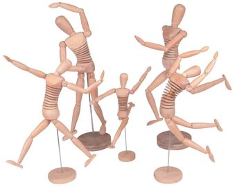 Manequim/figura humanos de madeira sem redução, boneca de madeira do desenho para a escola